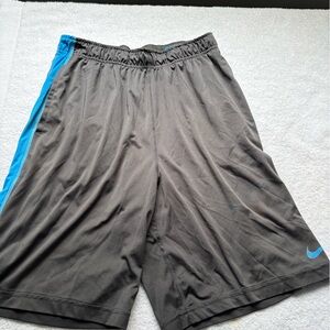 Nike Men's Charcoal and Sky Blue Athletic Shorts